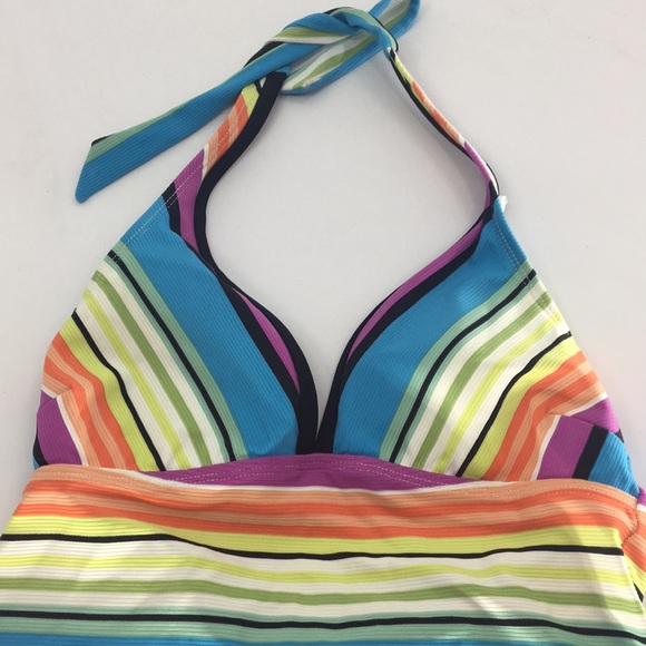 🦋Liz Claiborne tankini striped top M/L - Picture 2 of 5
